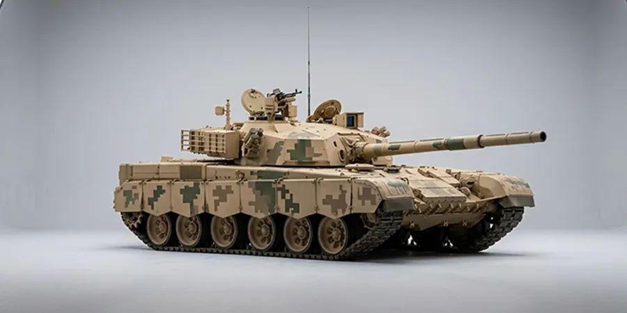Al-Khalid-1 Main Battle Tank with 125mm smooth bore gun (Hydraulic Autofrettage and Chrome Plated) manufactured by Margalla Heavy Industries Limited Pakistan front view